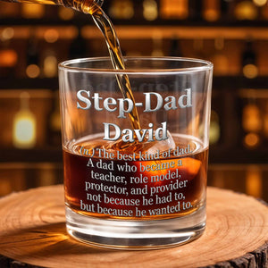 Step Dad The Best Kind Of Dad Definition Typography - Personalized Custom Whiskey Glass - DAD772_RWG