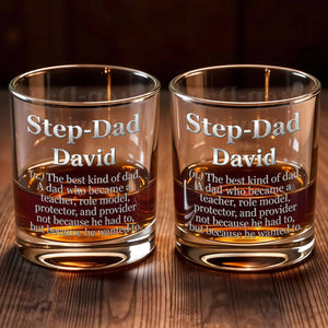 Step Dad The Best Kind Of Dad Definition Typography - Personalized Custom Whiskey Glass - DAD772_RWG