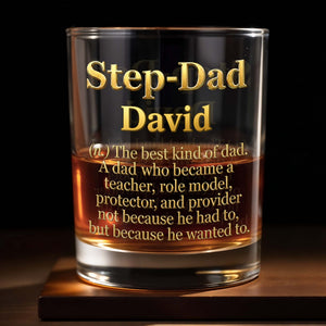 Step Dad The Best Kind Of Dad Gold Definition Design - Personalized Custom Whiskey Glass - DAD779_RWG