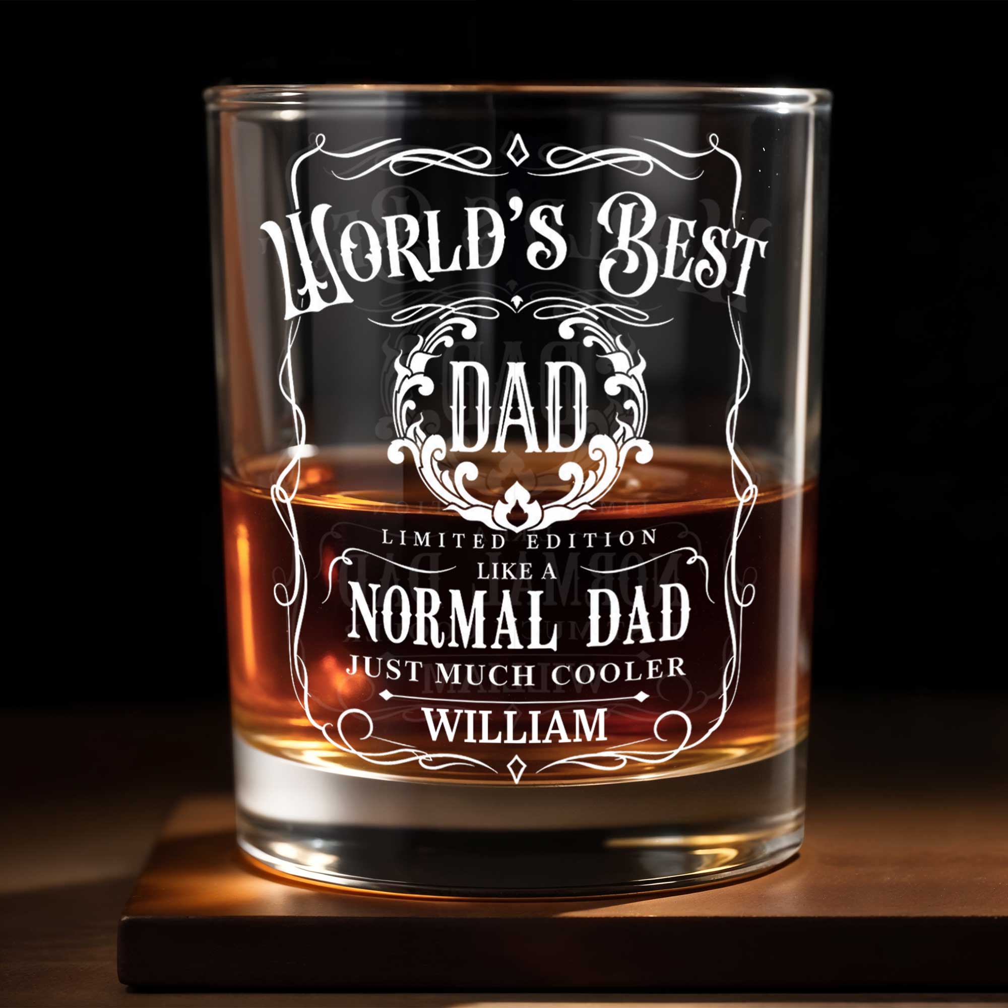 World's Best Dad Like A Normal Dad Just Much Cooler Ornate Frame - Personalized Custom Whiskey Glass - DAD780_RWG