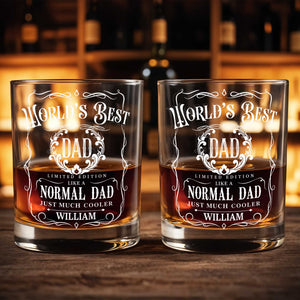 World's Best Dad Like A Normal Dad Just Much Cooler Ornate Frame - Personalized Custom Whiskey Glass - DAD780_RWG