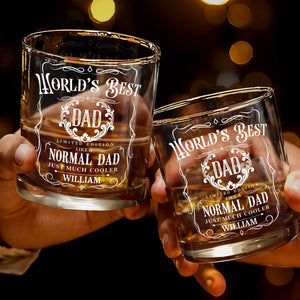 World's Best Dad Like A Normal Dad Just Much Cooler Ornate Frame - Personalized Custom Whiskey Glass - DAD780_RWG