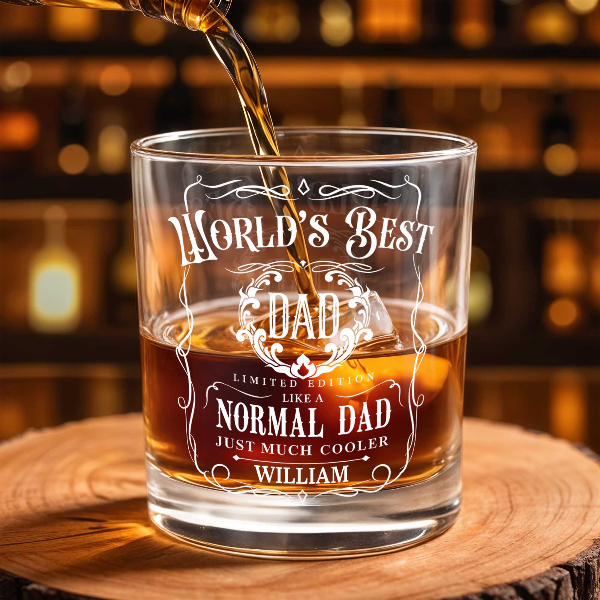 World's Best Dad Like A Normal Dad Just Much Cooler Ornate Frame - Personalized Custom Whiskey Glass - DAD780_RWG