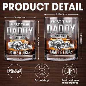 First Time Daddy Since Fist Bump 3D Silver Effect - Personalized Custom Whiskey Glass - DAD786_RWG