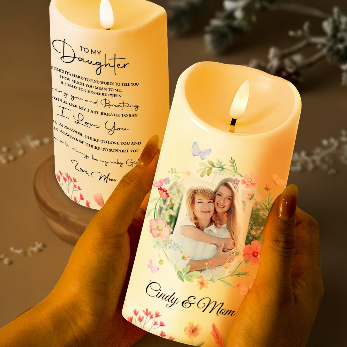 To My Daughter, I Would Use My Last Breath To Say I Love You - Personalized Custom LED Candle - DAU003_LECA