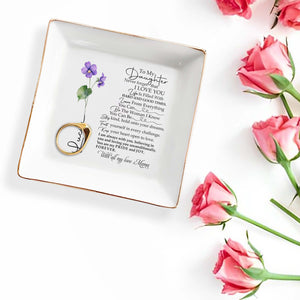 To My Daughter With All My Love Personalized Jewelry Dish - Personalized Custom Jewelry Dish - DAU005_SCRD