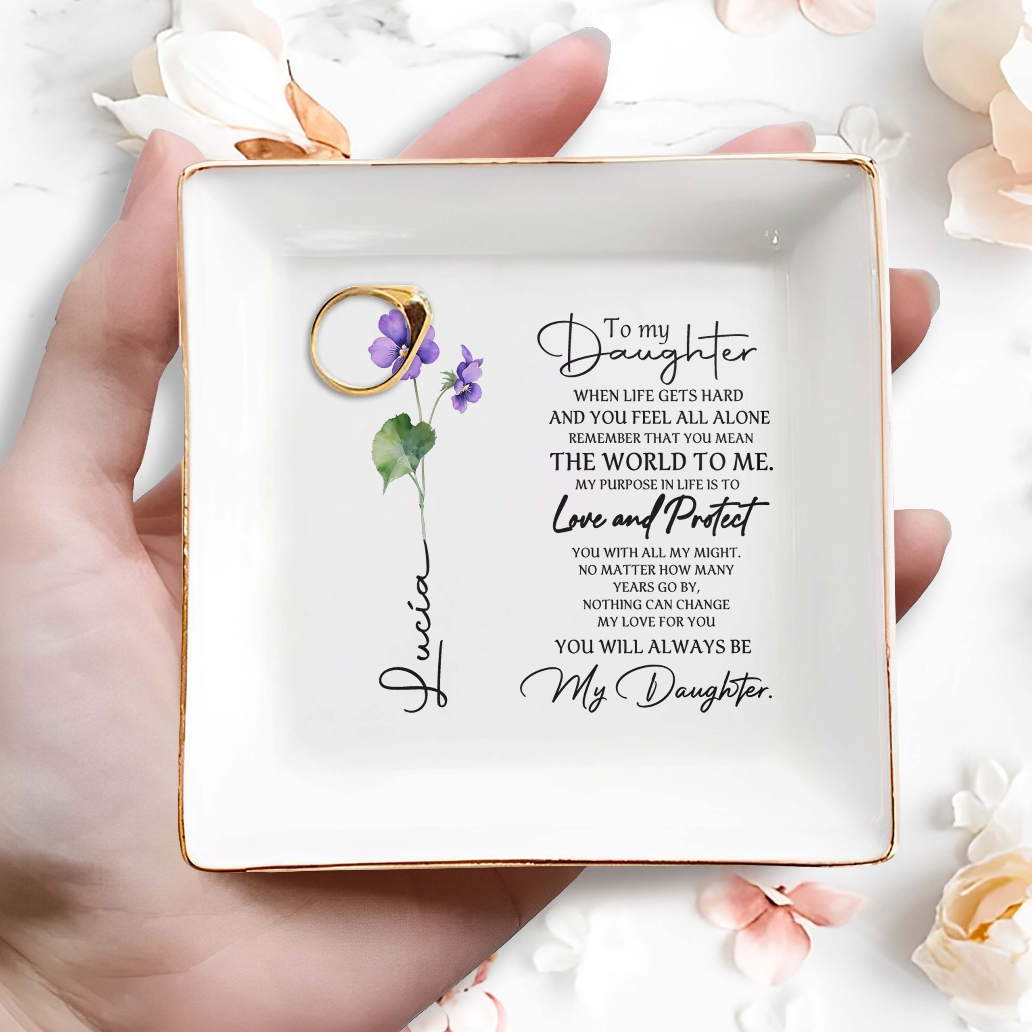 To My Daughter You Mean The World To Me - Personalized Custom Jewelry Dish - DAU010_SCRD