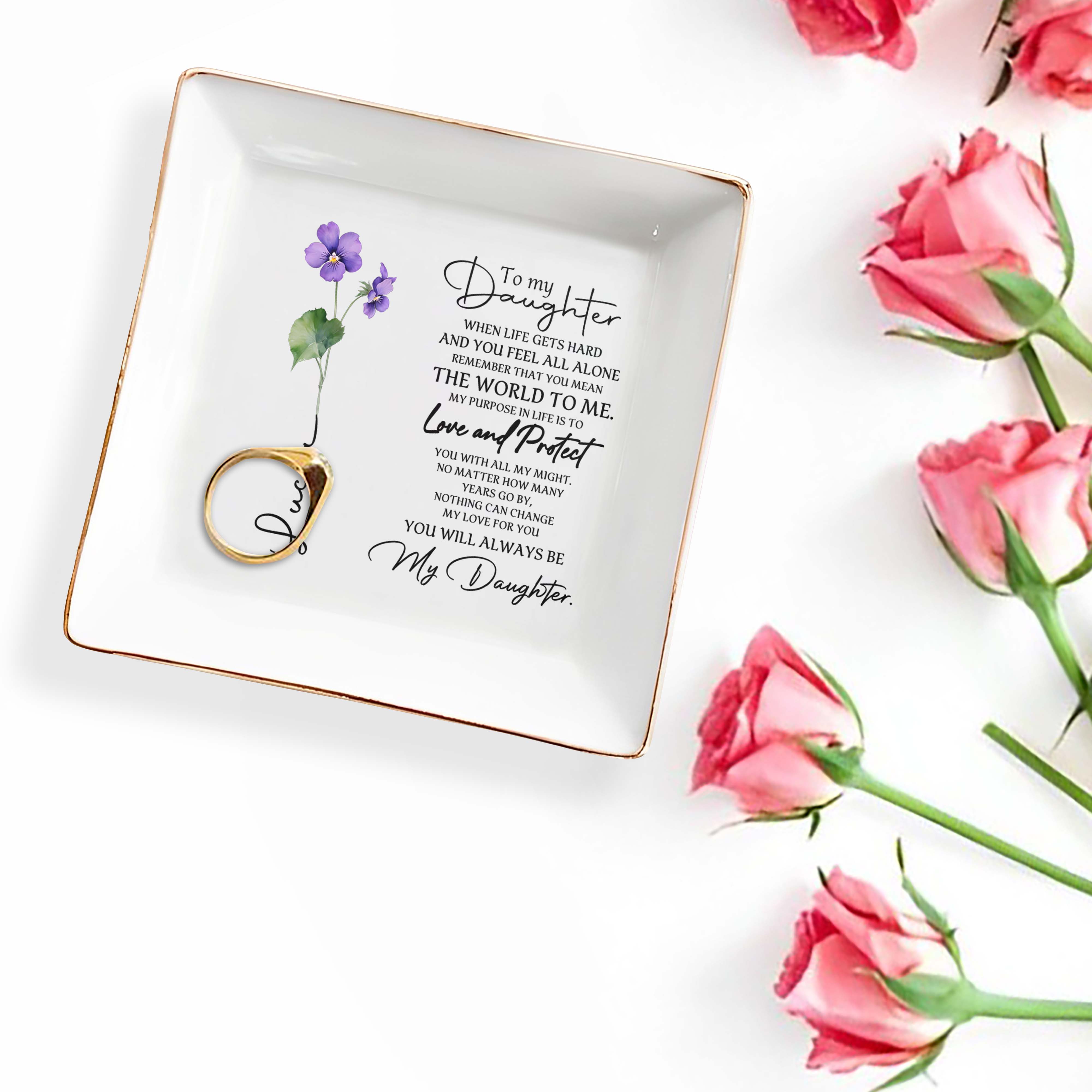 To My Daughter You Mean The World To Me - Personalized Custom Jewelry Dish - DAU010_SCRD