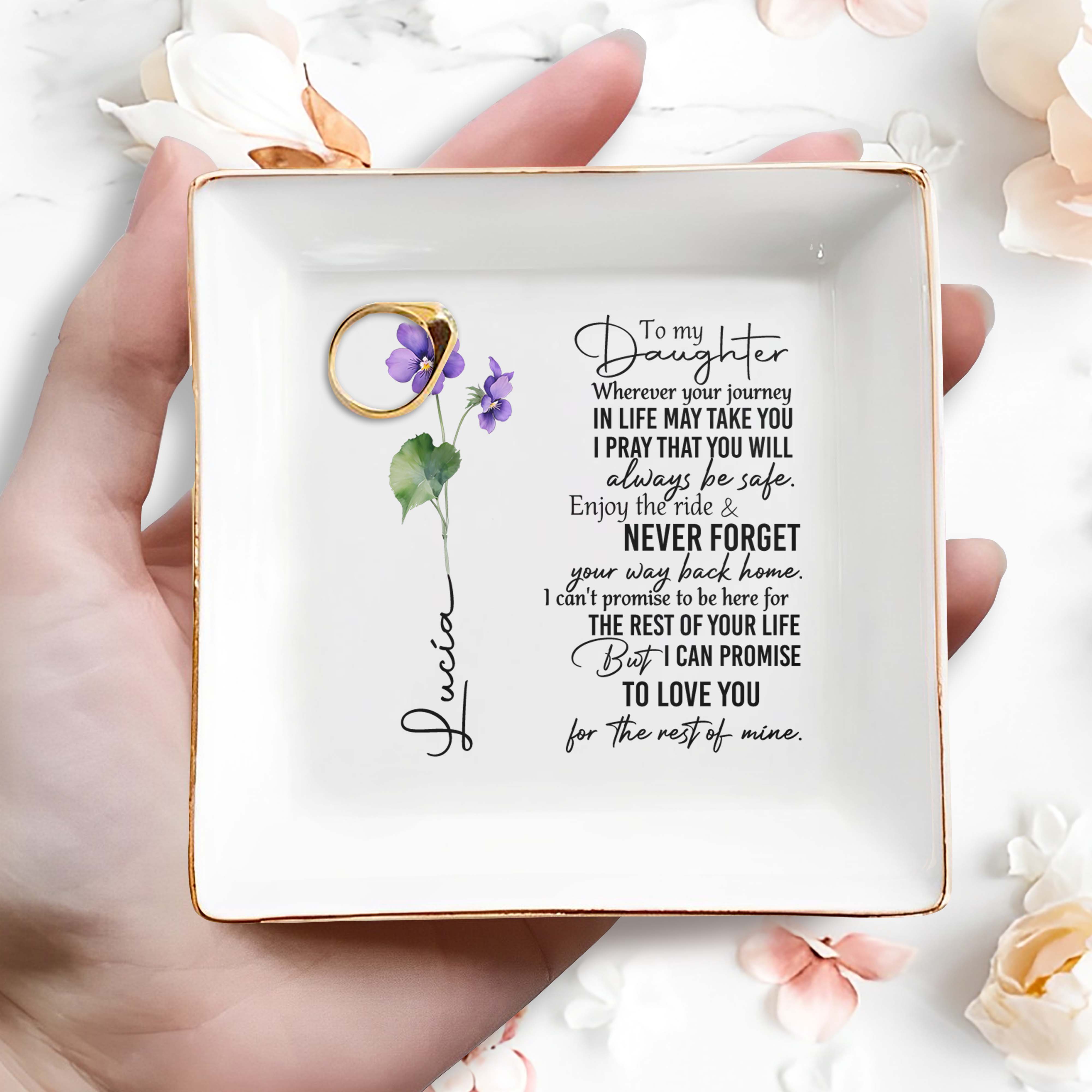 Emotional Message Of Love & Safety Jewelry Dish - Personalized Custom Jewelry Dish - DAU025_SCRD