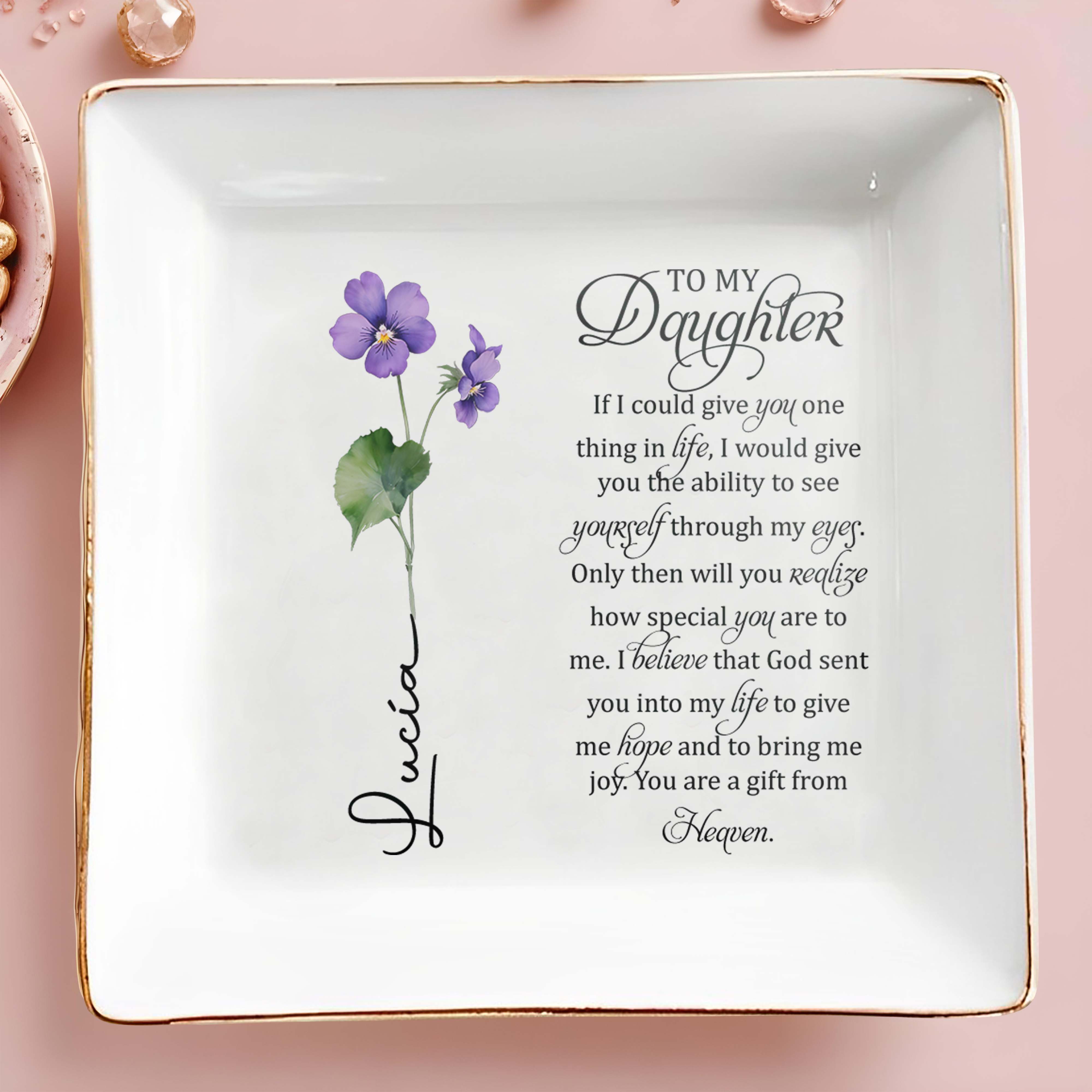 Gift From Heaven Inspirational Quote - Personalized Custom Jewelry Dish - DAU026_SCRD