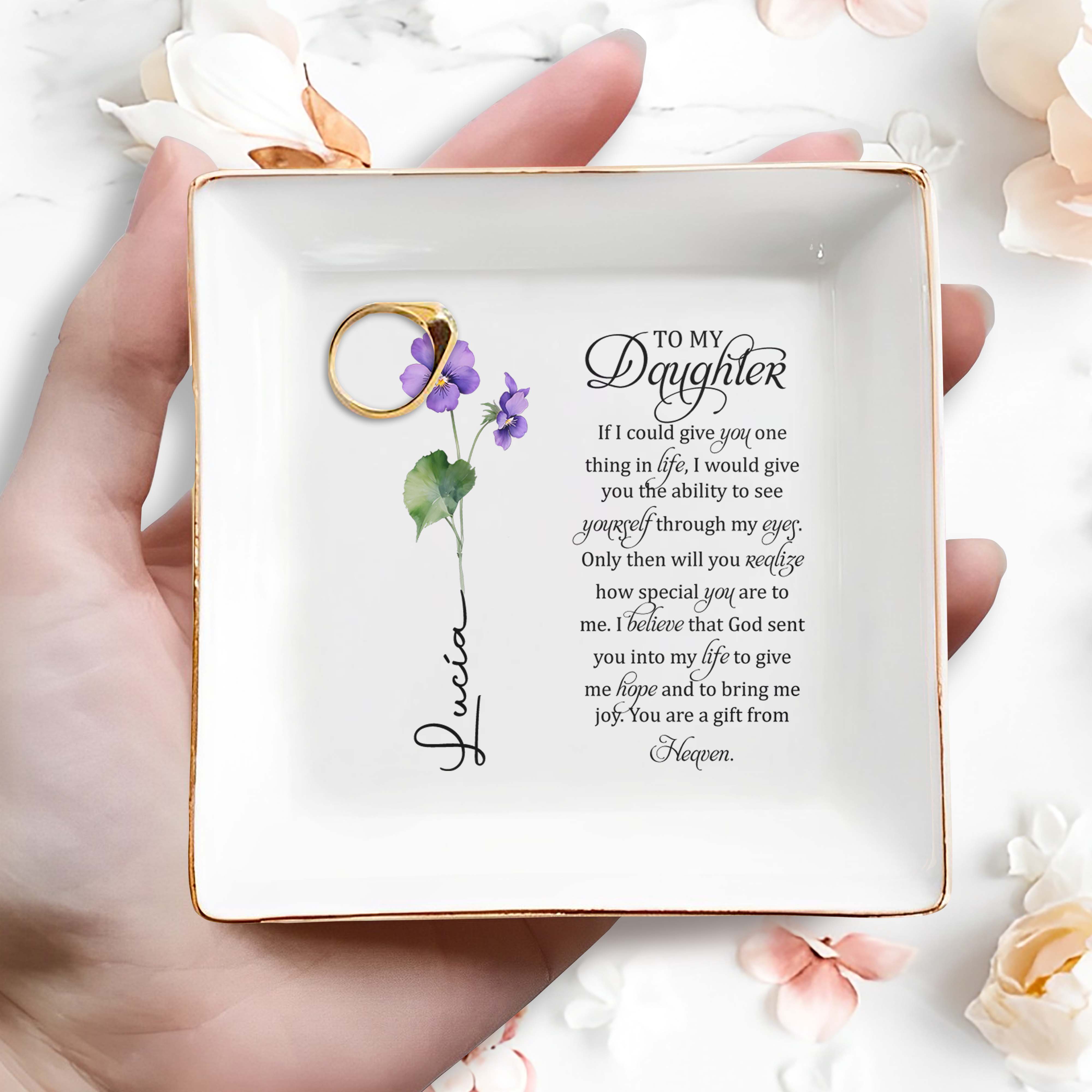 Gift From Heaven Inspirational Quote - Personalized Custom Jewelry Dish - DAU026_SCRD