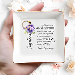 To My Special Granddaughter Unique and Loved - Personalized Custom Jewelry Dish - DAU029_SCRD