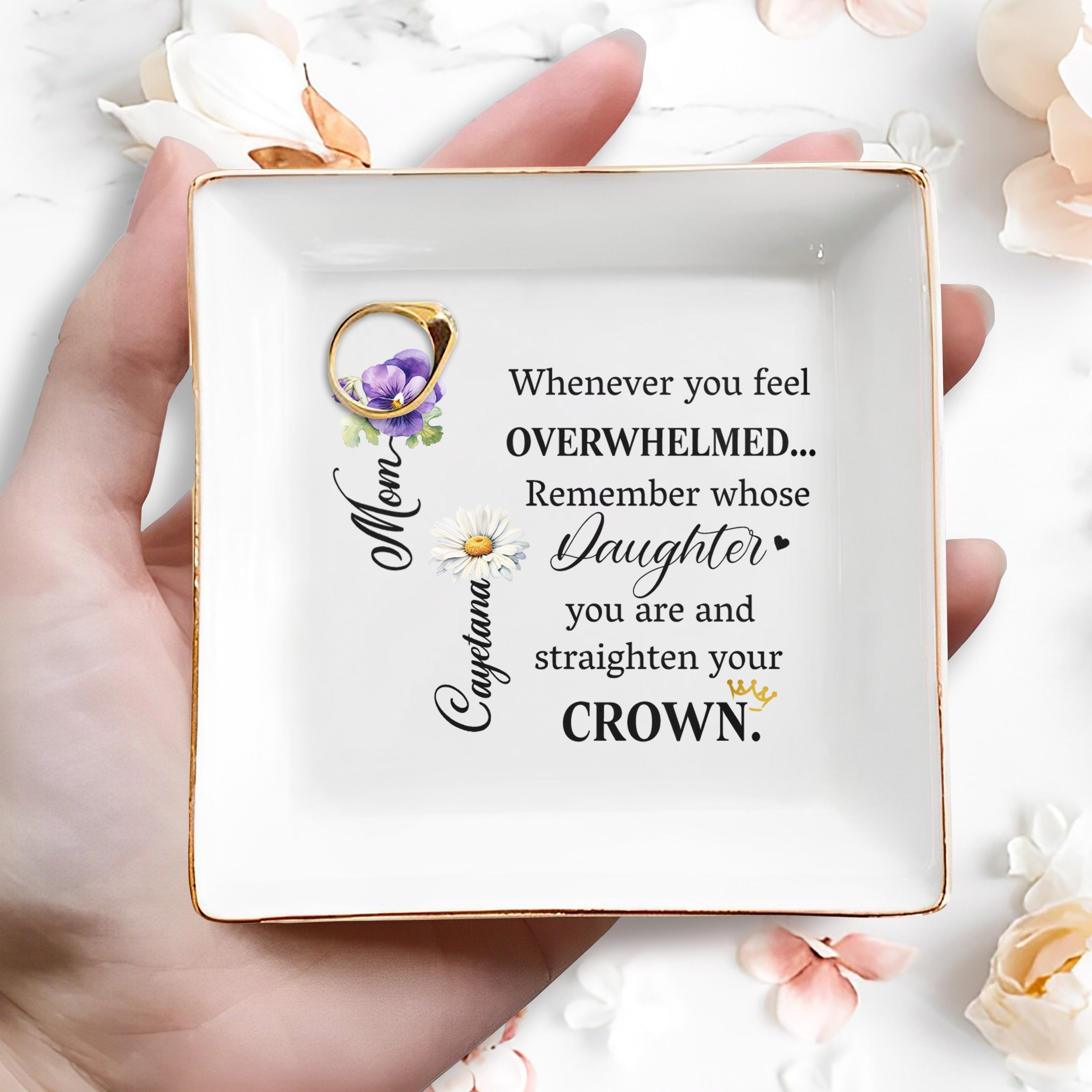 Straighten Your Crown Personalized Jewelry Dish - Personalized Custom Jewelry Dish - DAU031_SCRD