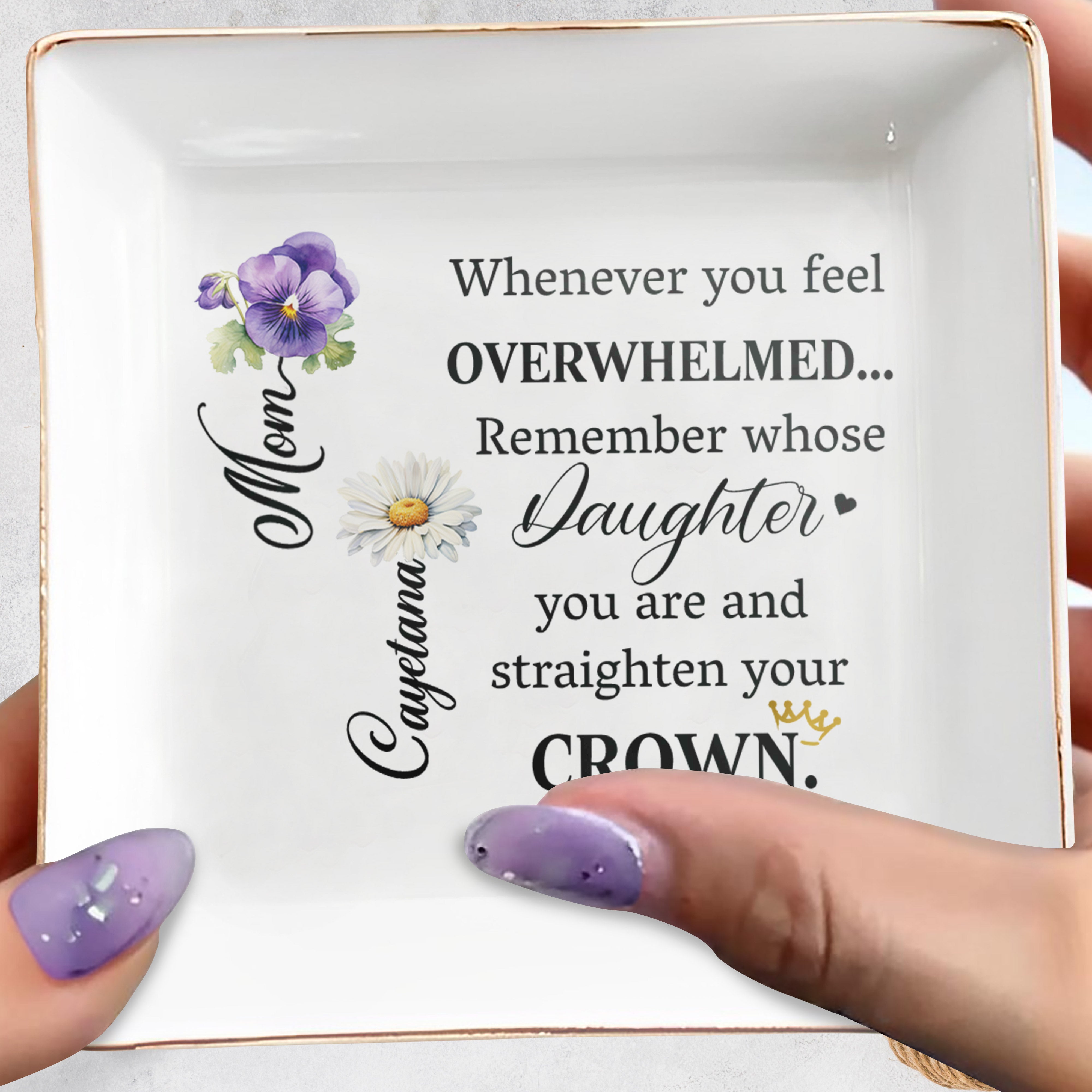 Straighten Your Crown Personalized Jewelry Dish - Personalized Custom Jewelry Dish - DAU031_SCRD