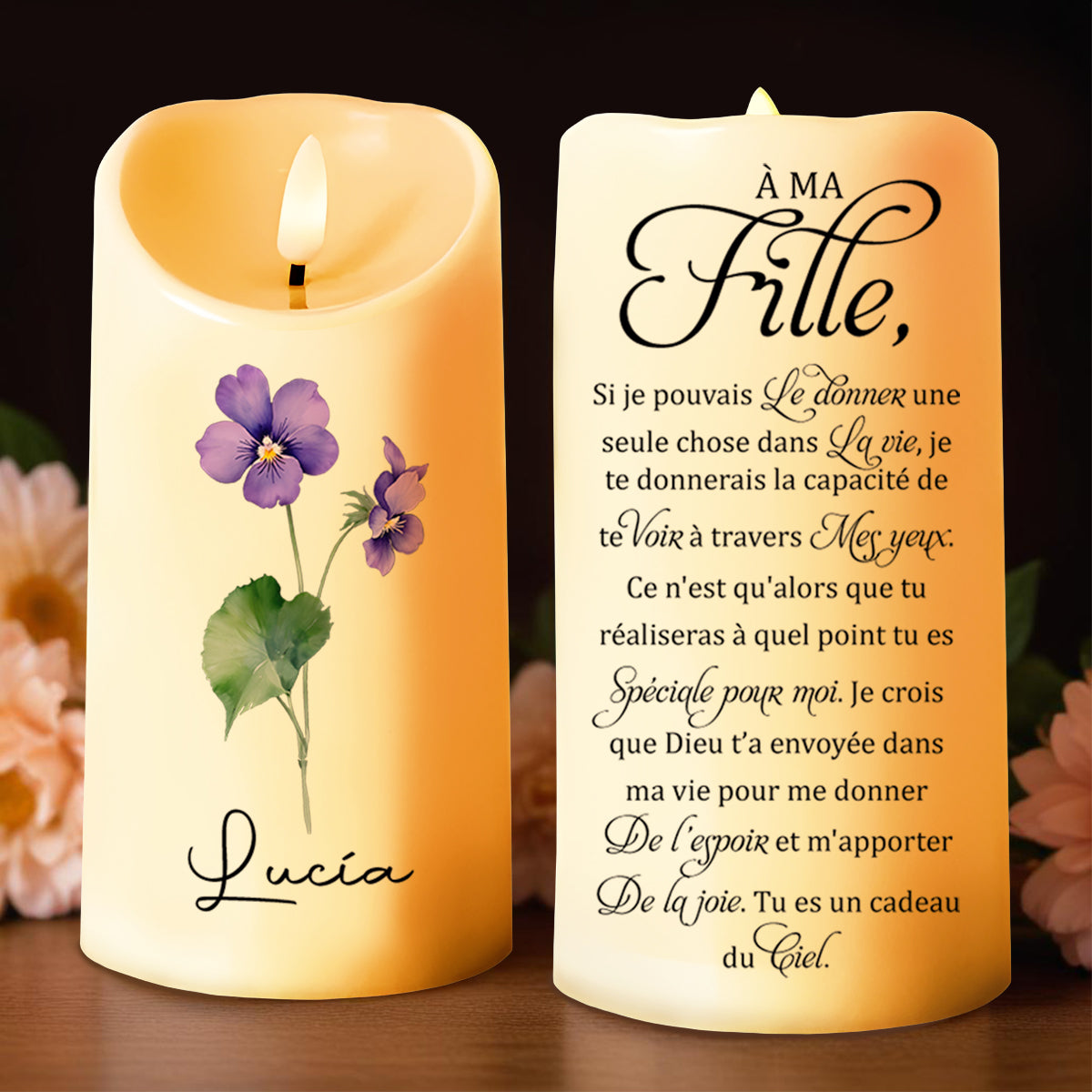 Lighting Up Your Precious Moments LED Candle - Personalized Custom LED Candle - DAU039_LECA