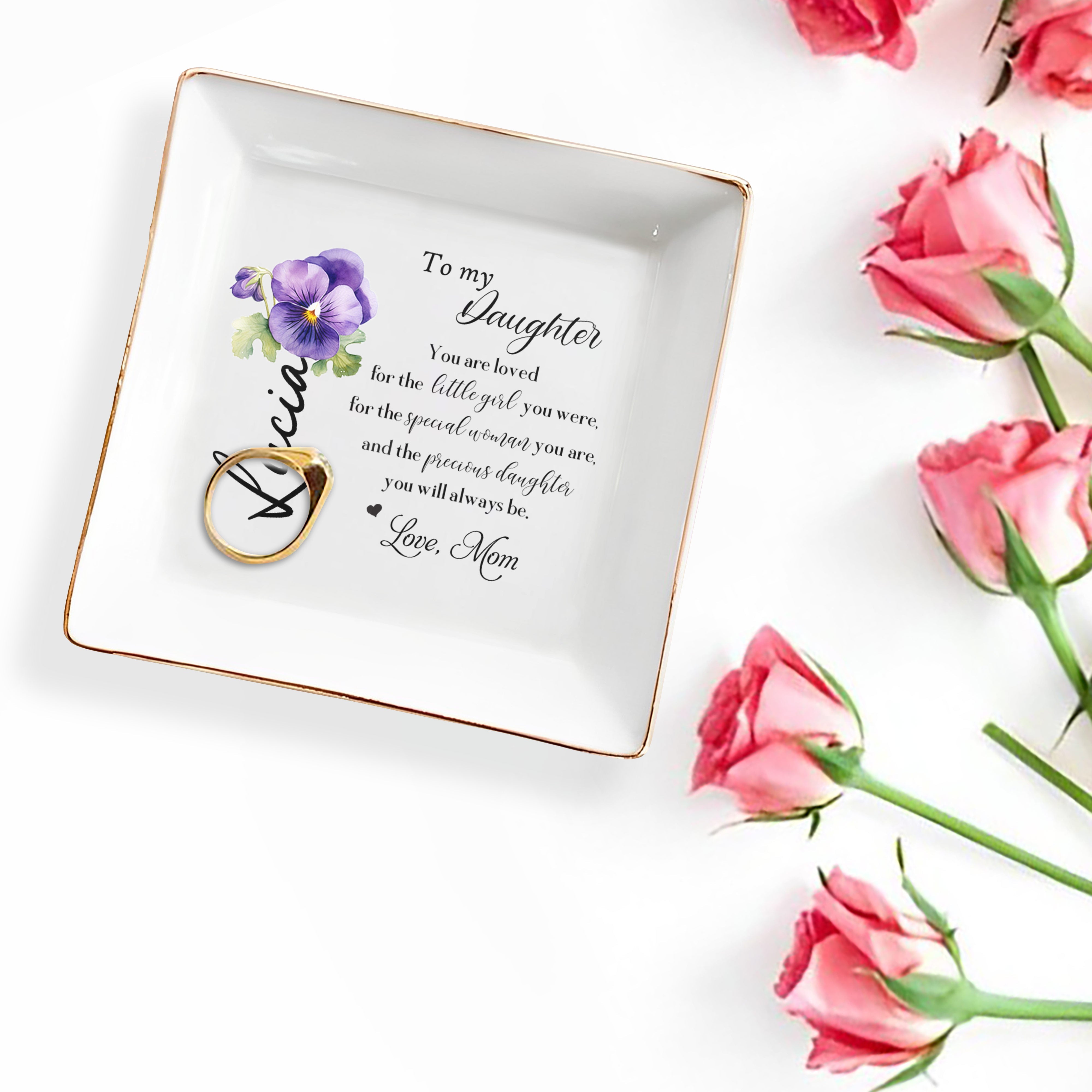 Loving Message For Daughter From Mom - Personalized Custom Jewelry Dish - DAU048_SCRD