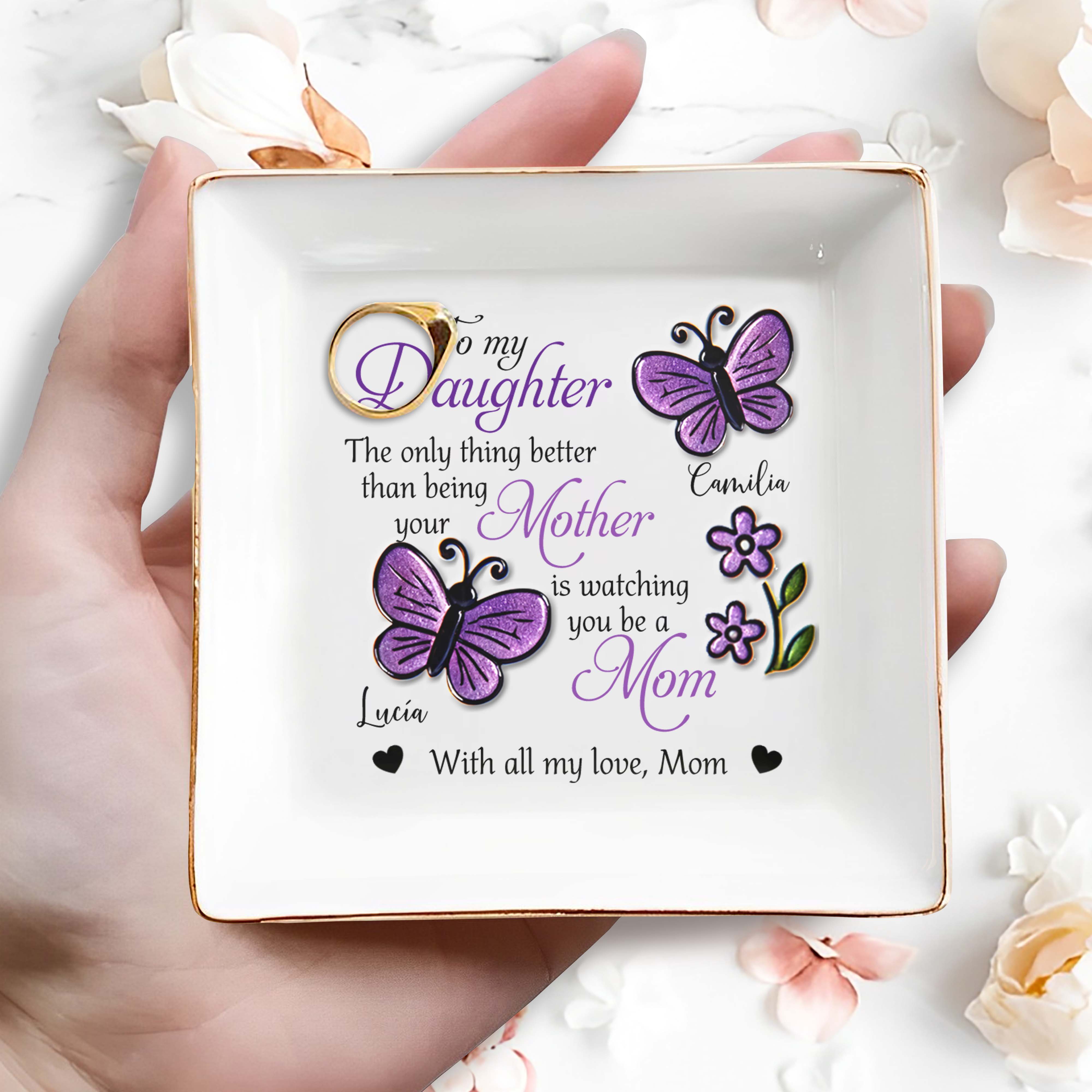 Watching You Be A Mom With All My Love - Personalized Custom Jewelry Dish - DAU049_SCRD
