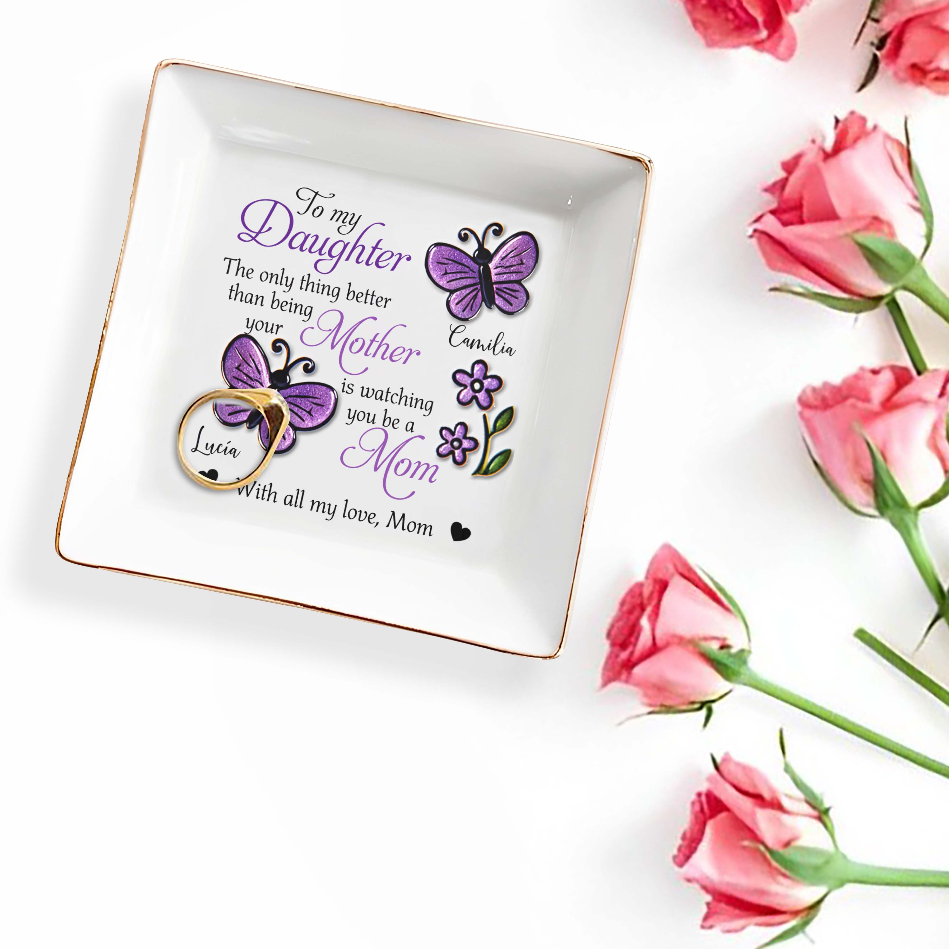 Watching You Be A Mom With All My Love - Personalized Custom Jewelry Dish - DAU049_SCRD