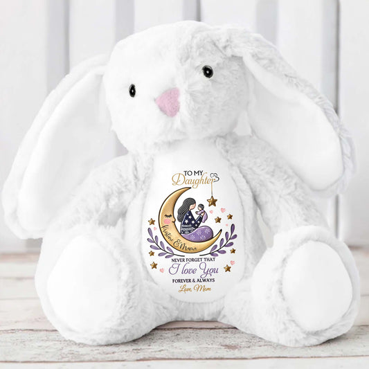 To My Daughter, Never Forget That I Love You Forever & Always, Moon and Stars - Personalized Stuffed Bunny - DAU054_BUN