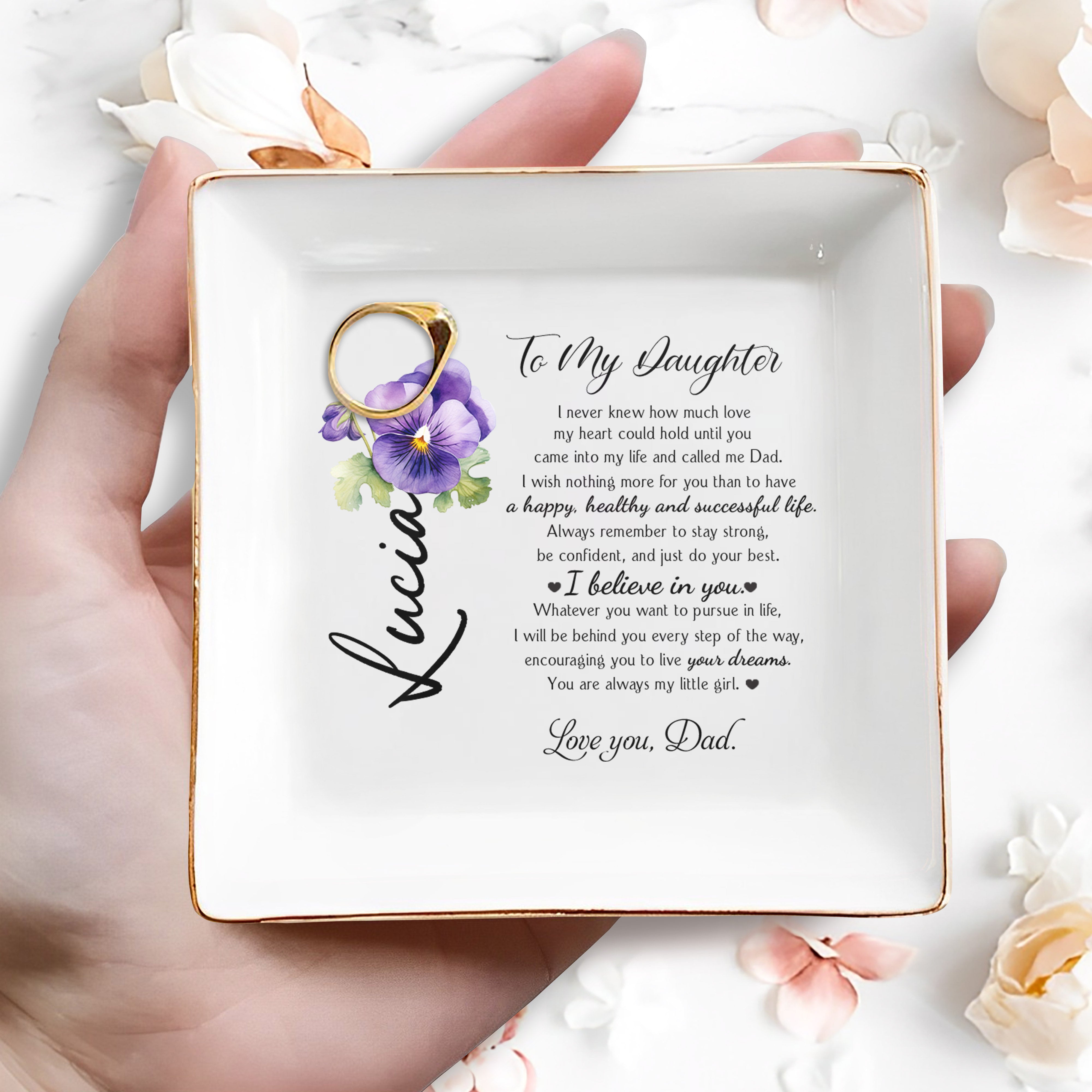 I Believe In You, Encouraging You To Live Your Dreams - Personalized Custom Jewelry Dish - DAU058_SCRD