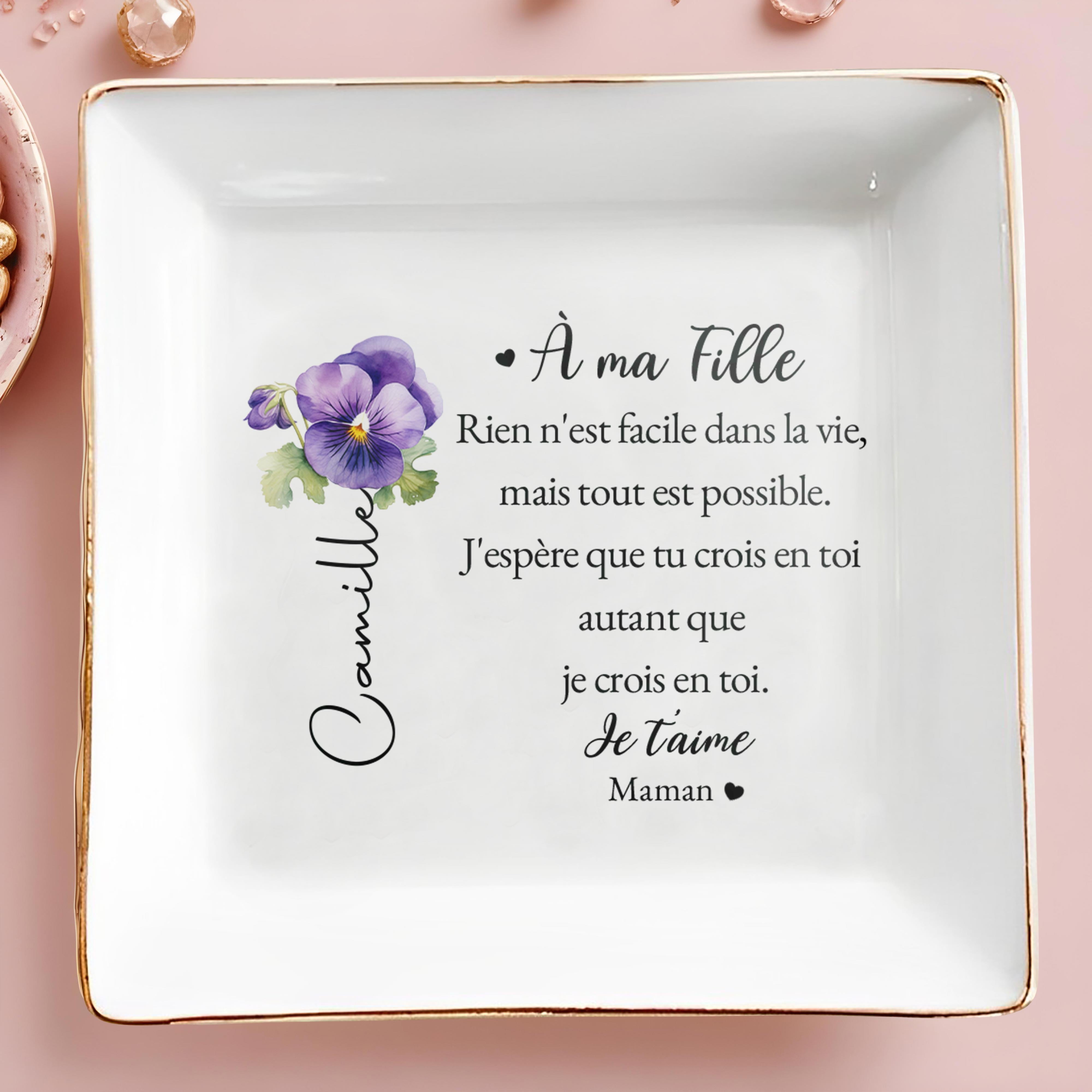 Believe In Yourself As Much As I Do, Pansy Flowers For Daughter - Personalized Custom Jewelry Dish - DAU068_SCRD