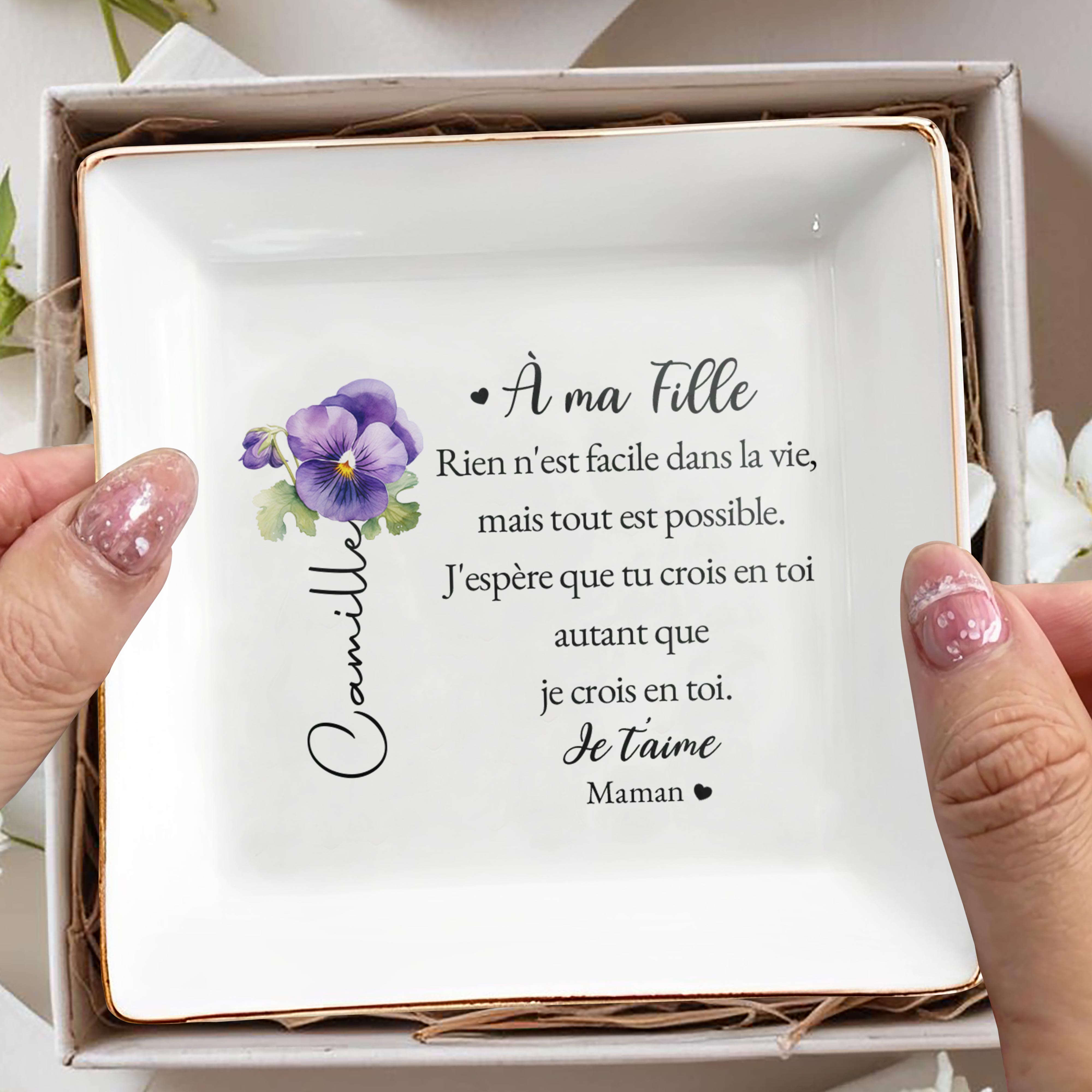Believe In Yourself As Much As I Do, Pansy Flowers For Daughter - Personalized Custom Jewelry Dish - DAU068_SCRD