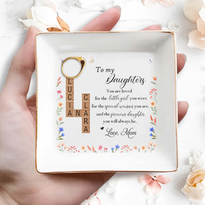 Love For Daughters From Mother - Personalized Custom Jewelry Dish - DAU075_SCRD