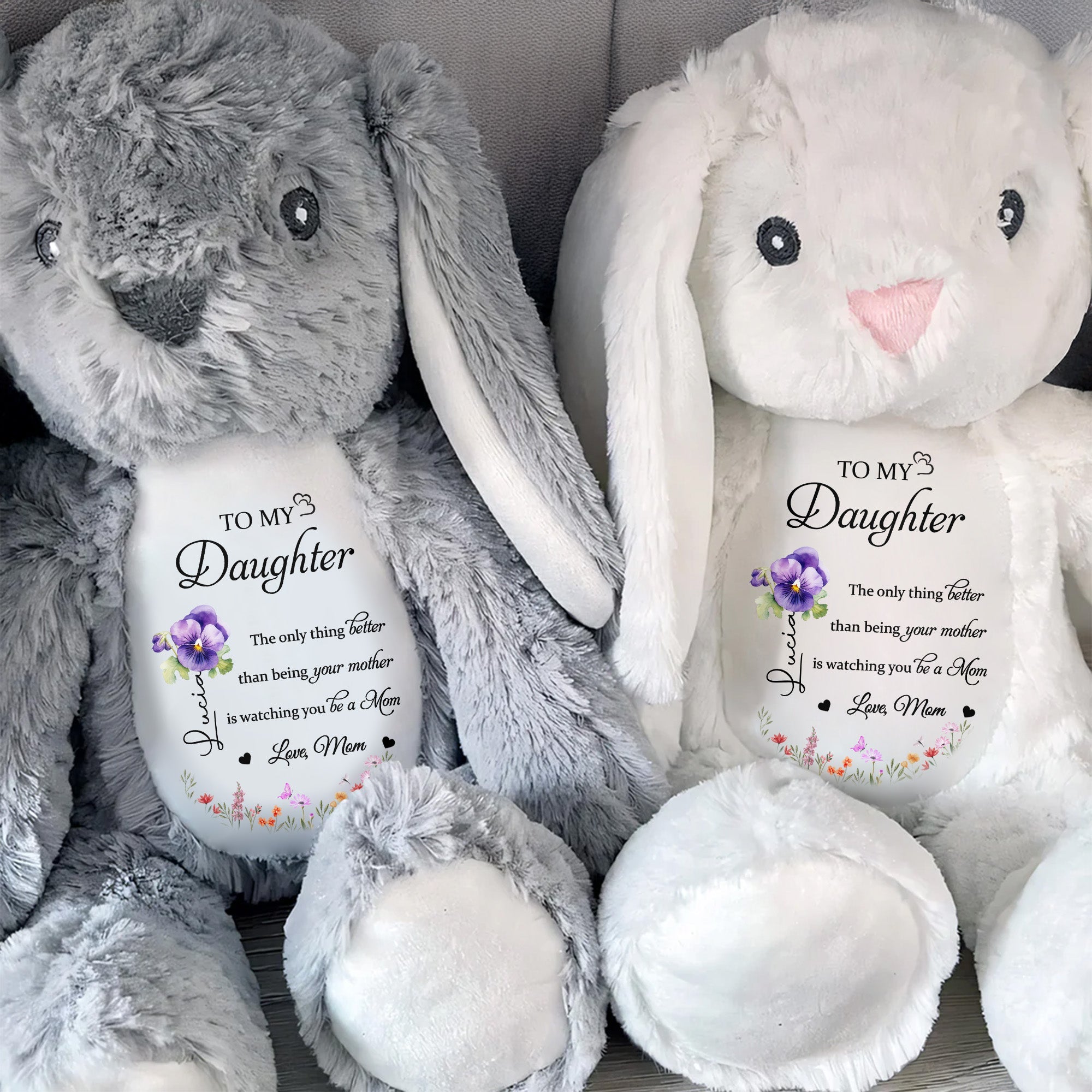 To My Daughter, The Only Thing Better Than Being Your Mother, Flowers - Personalized Stuffed Bunny - DAU079_BUN