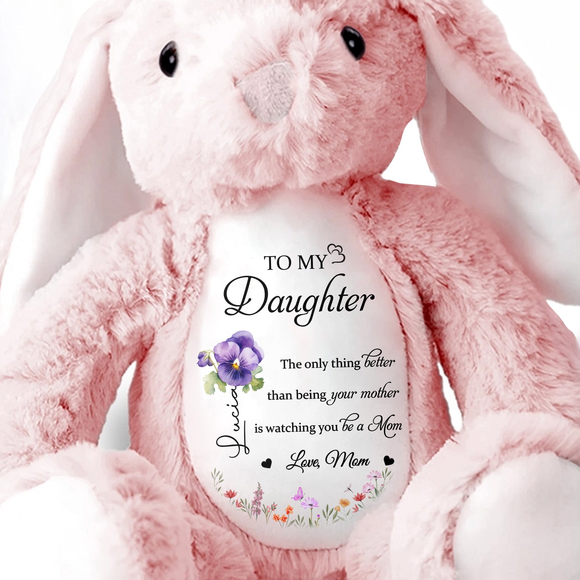 To My Daughter, The Only Thing Better Than Being Your Mother, Flowers - Personalized Stuffed Bunny - DAU079_BUN