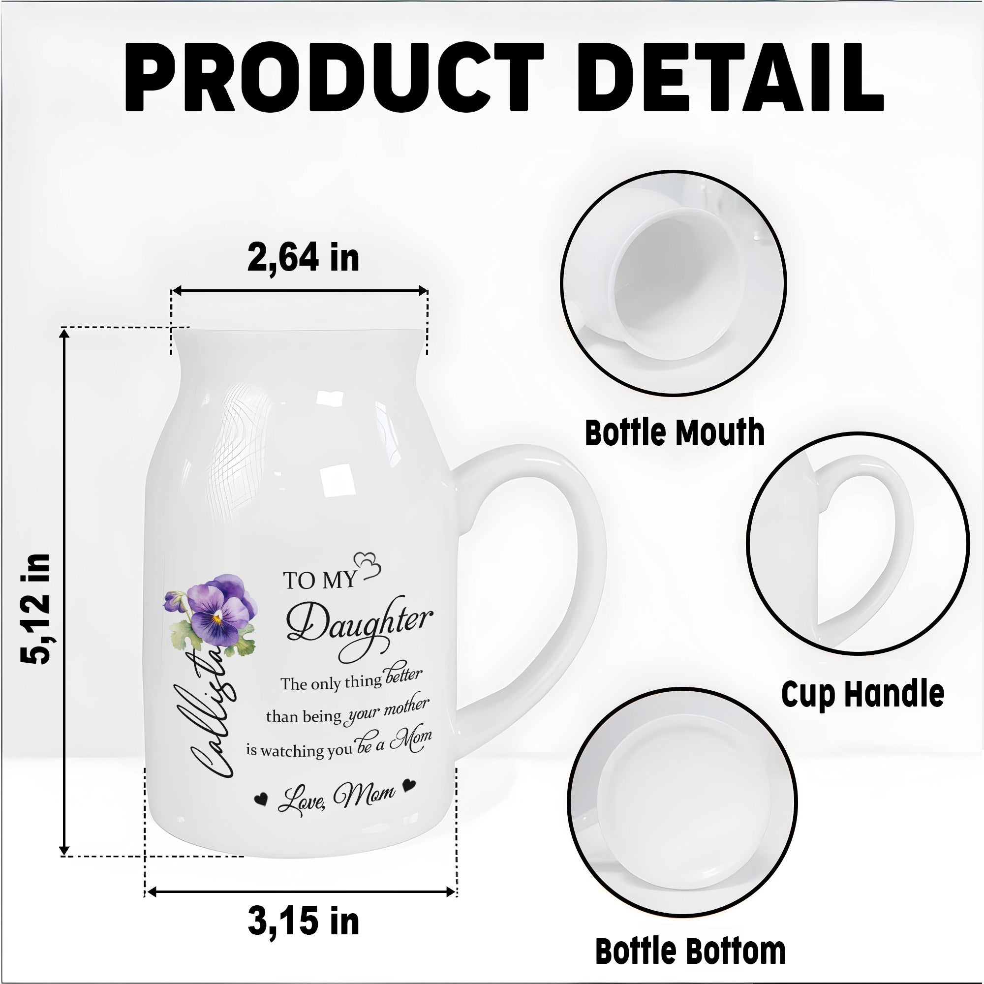 To My Daughter Watching You Be A Mom With Flowers - Personalized Ceramic Flower Vase