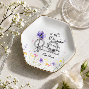 To My Daughter Better Than Being Your Mother Flower Floral Design - Personalized Custom Jewelry Dish, Ceramic Dish, Hexagonal Shape - DAU079_HECRD