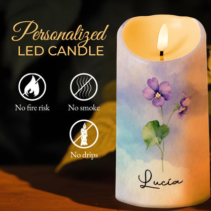 Watching You Be A Mom Flower Design - Personalized Custom LED Candle - DAU079_LECA