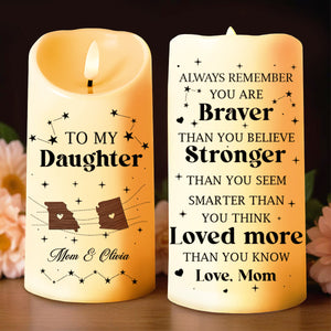 Always Remember You Are Braver, Stronger, Smarter, Heart and Stars - Personalized Custom LED Candle - DAU081_LECA