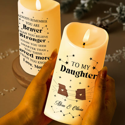 Always Remember You Are Braver, Stronger, Smarter, Heart and Stars - Personalized Custom LED Candle - DAU081_LECA