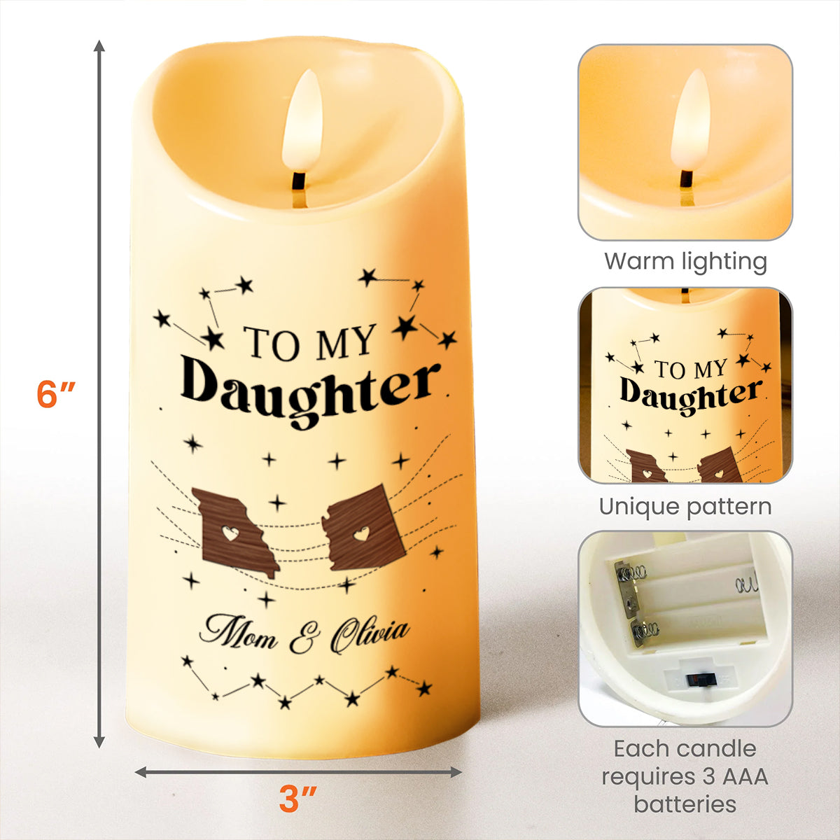 Always Remember You Are Braver, Stronger, Smarter, Heart and Stars - Personalized Custom LED Candle - DAU081_LECA