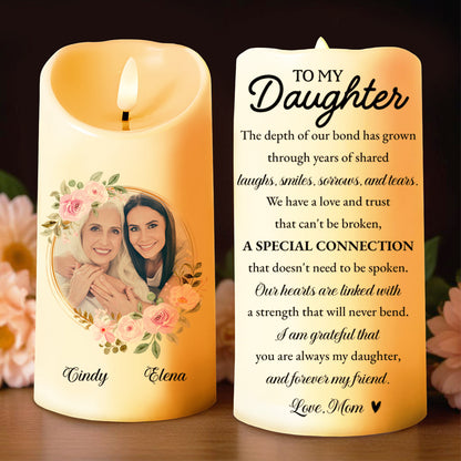 Special Connection Floral Motif Daughter Gift - Personalized Custom LED Candle - DAU082_LECA