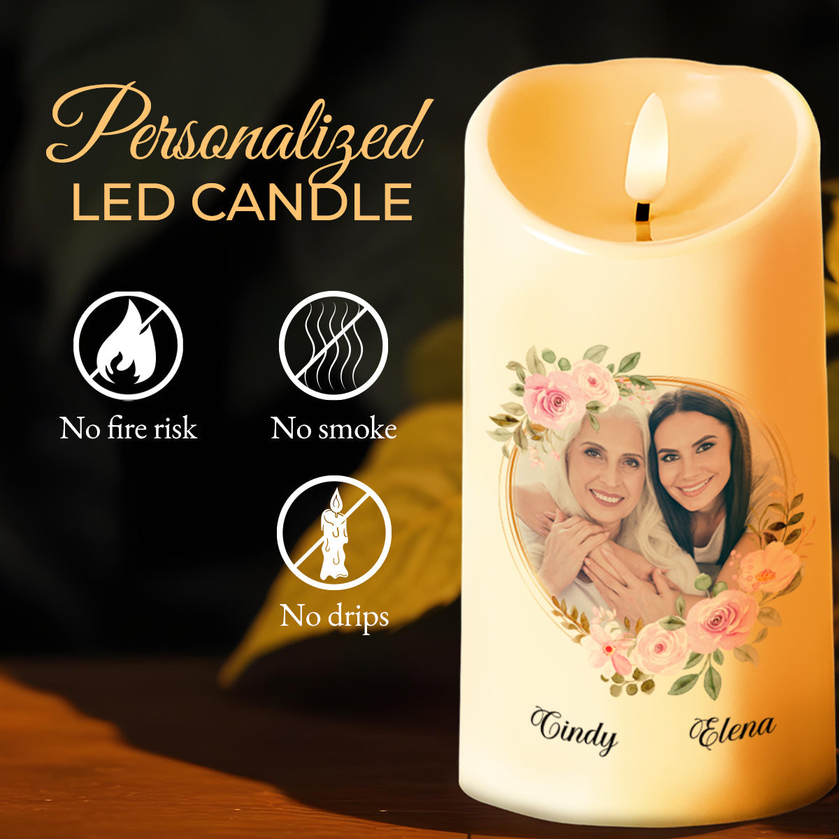 Special Connection Floral Motif Daughter Gift - Personalized Custom LED Candle - DAU082_LECA