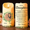 Believe In Yourself, Love Mom, Leaf Design Portrait - Personalized Custom LED Candle - DAU083_LECA