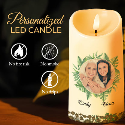 Believe In Yourself, Love Mom, Leaf Design Portrait - Personalized Custom LED Candle - DAU083_LECA