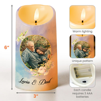 Love And Belief From Dad To Daughter Featuring Wolf And Flowers - Personalized Custom LED Candle - DAU085_LECA