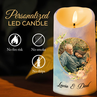 Love And Belief From Dad To Daughter Featuring Wolf And Flowers - Personalized Custom LED Candle - DAU085_LECA