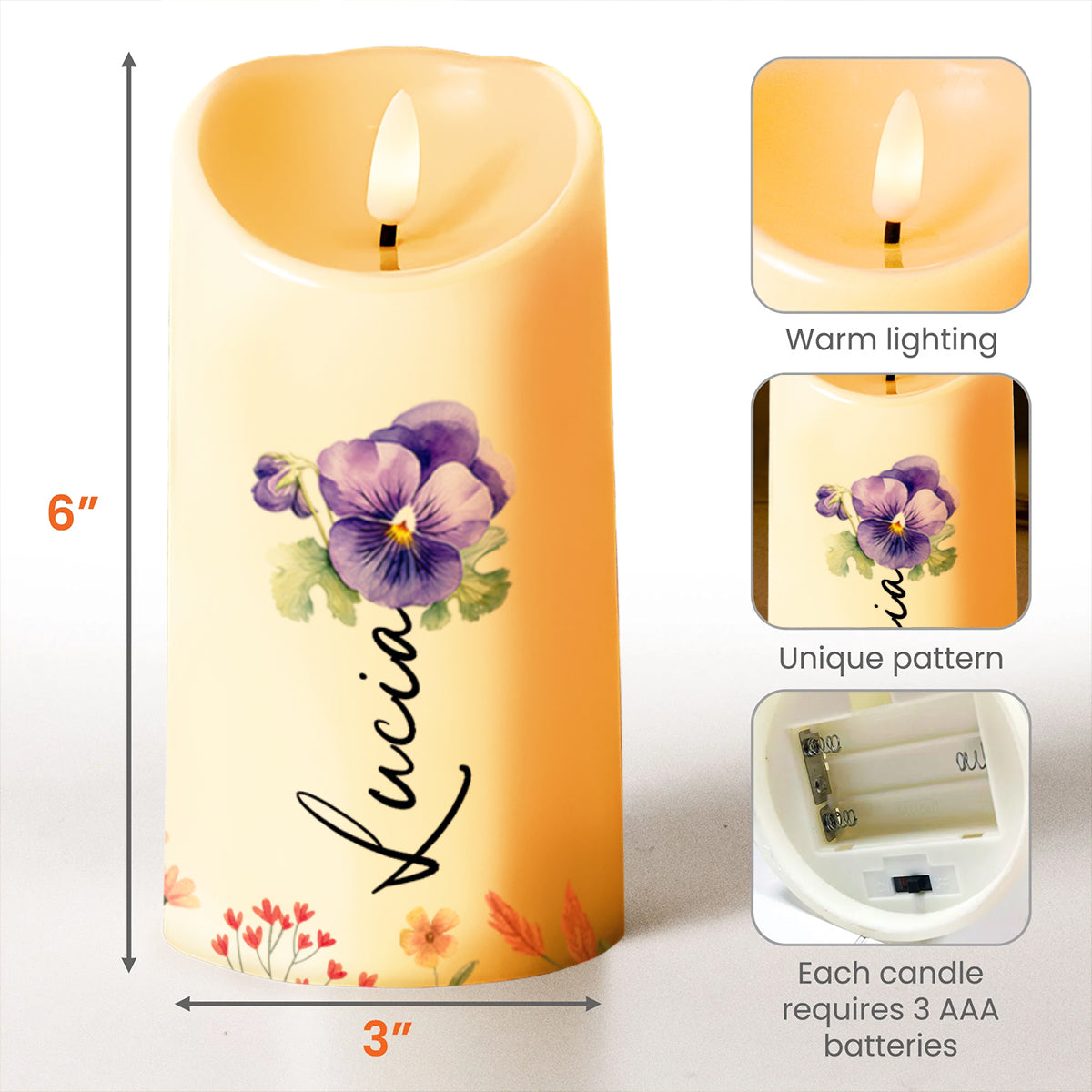 Sunshine And Flowers Inspirational Message For Daughter - Personalized Custom LED Candle - DAU089_LECA