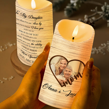 To My Daughter See Yourself Through My Eyes Heart Candle - Personalized Custom LED Candle - DAU091_LECA
