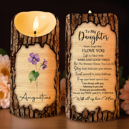 Love You Forever, Pride and Joy Floral Candle Design - Personalized Custom LED Candle - DAU092_LECA