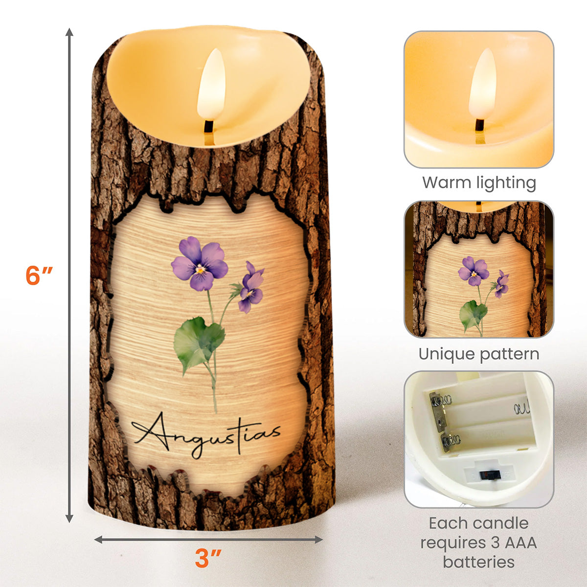 Love You Forever, Pride and Joy Floral Candle Design - Personalized Custom LED Candle - DAU092_LECA