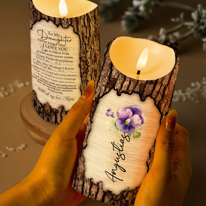 To My Daughter Pride And Joy Forever With Flowers - Personalized Custom LED Candle - DAU093_LECA