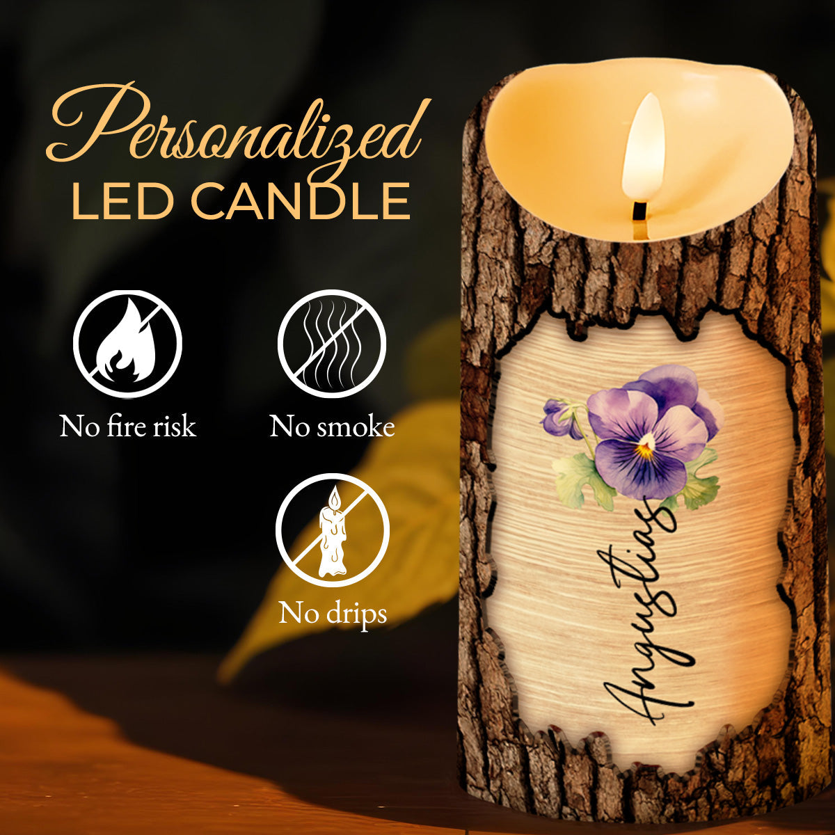 To My Daughter Pride And Joy Forever With Flowers - Personalized Custom LED Candle - DAU093_LECA