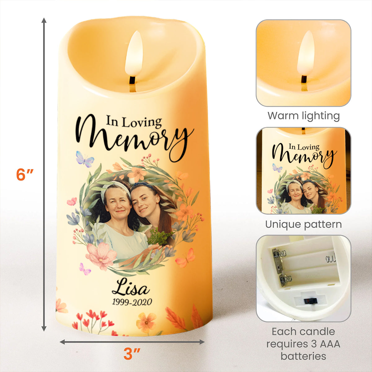 Heaven Is Beautiful Because They Have My Daughter Wreath Candle - Personalized Custom LED Candle - DAU094_LECA
