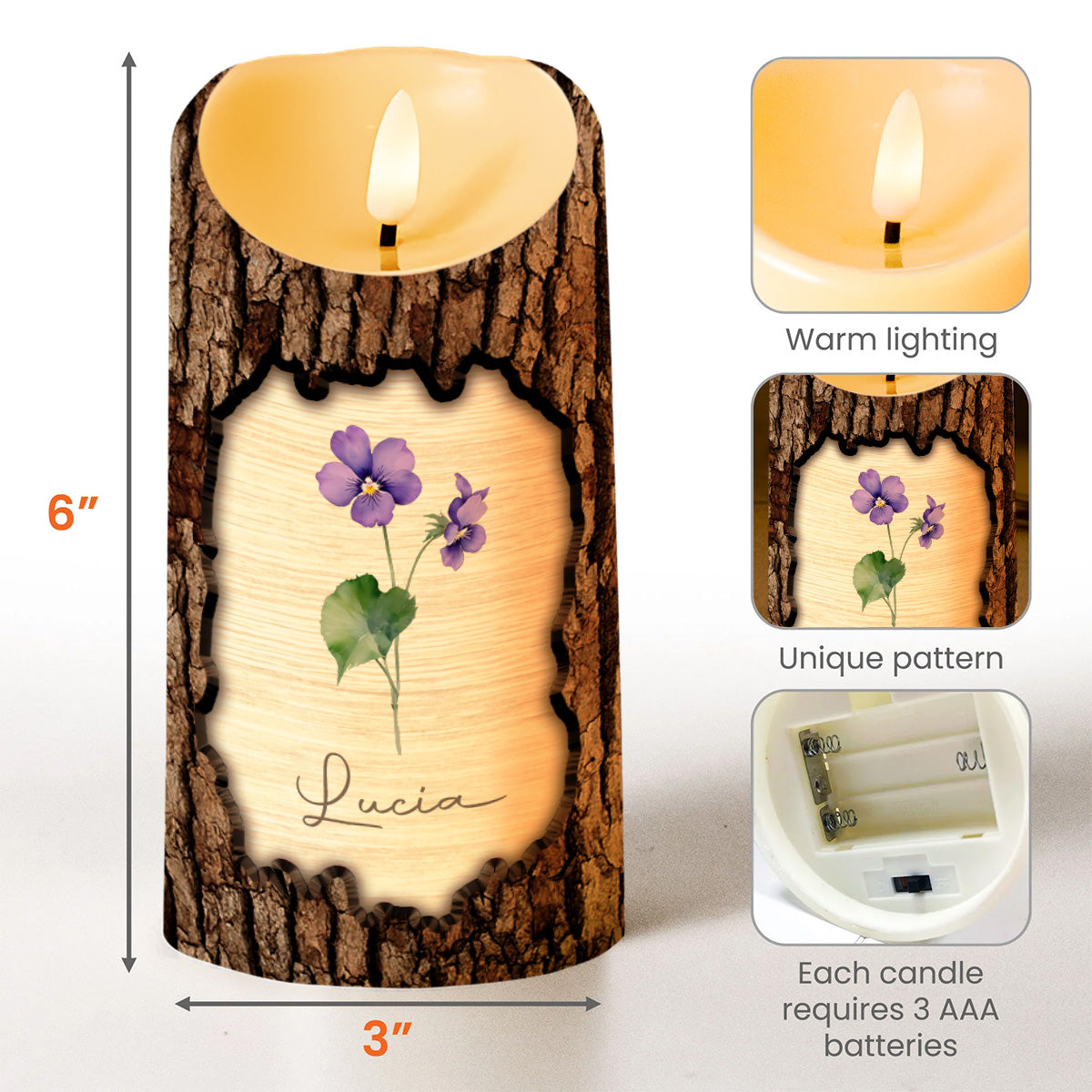 Never Forget That I Love You, Inspirational Quote With Heart & Flowers - Personalized Custom LED Candle - DAU096_LECA