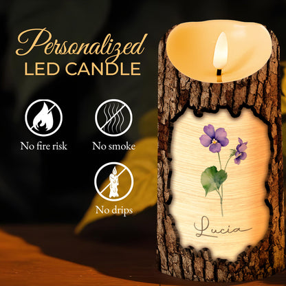 Never Forget That I Love You, Inspirational Quote With Heart & Flowers - Personalized Custom LED Candle - DAU096_LECA